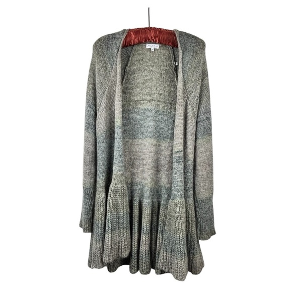Fili Di Lana Sweaters - Fili Di Lana Ruffle Hem Open Front Cardigan Made in Italy Size S Oversized Relax